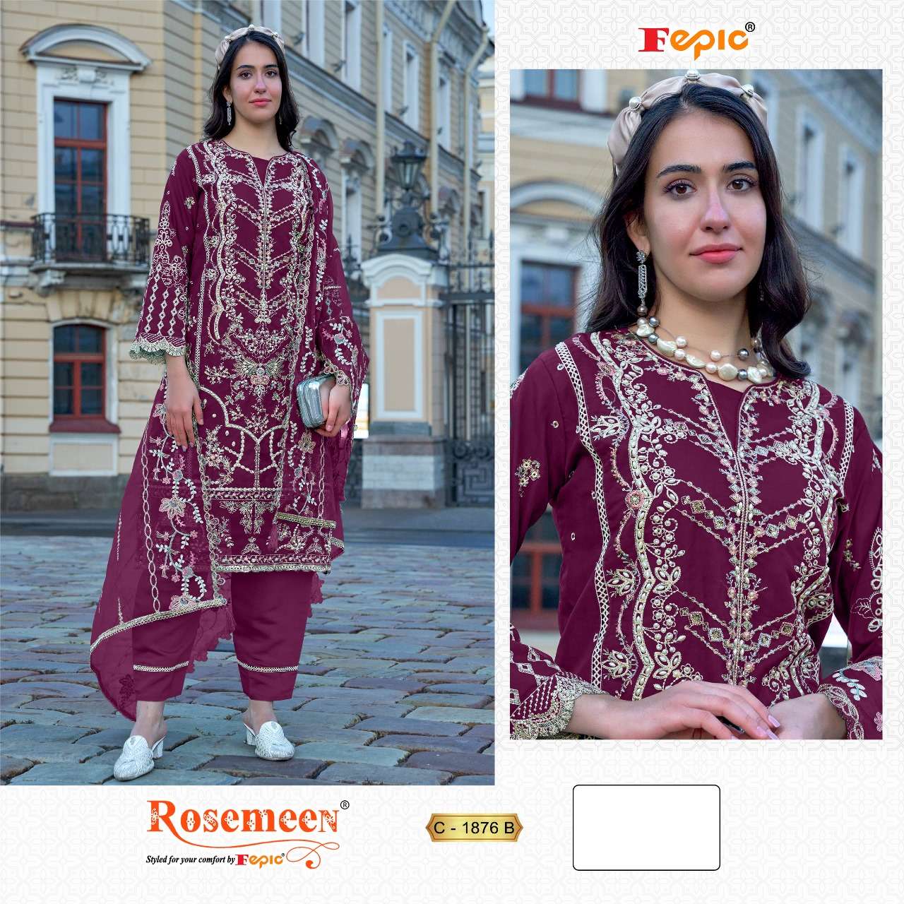 1876B Rosemeen Fepic Organza Pakistani Salwar Suits