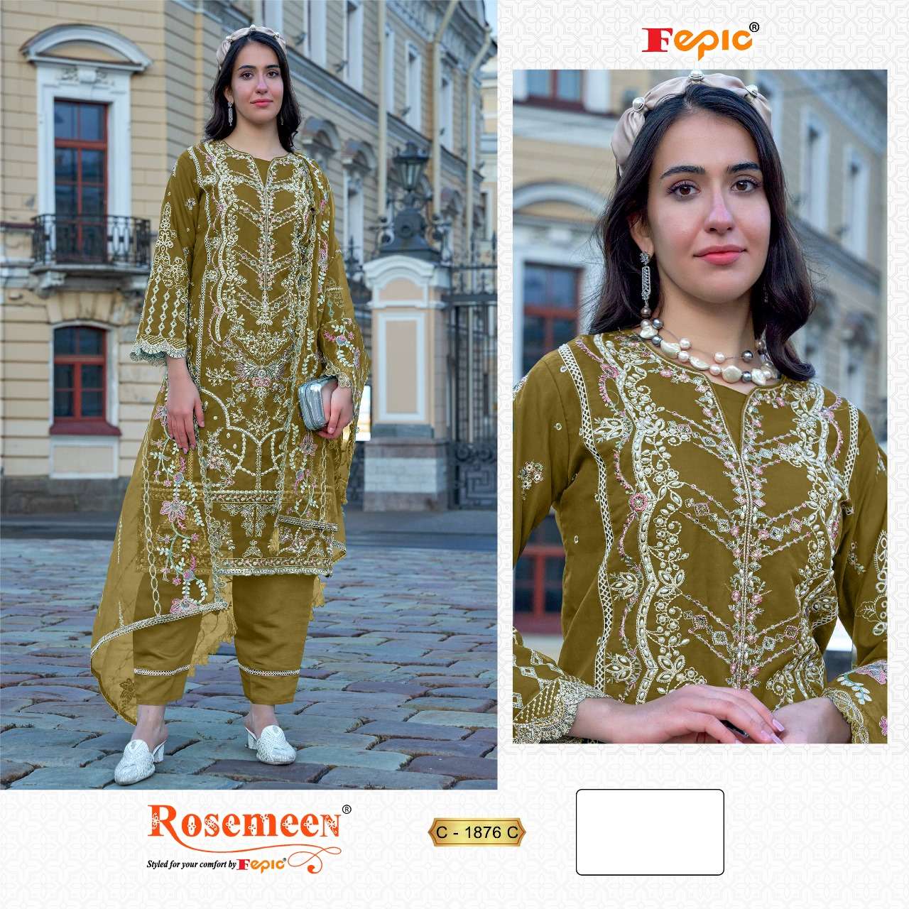 1876C Rosemeen Fepic Organza Pakistani Salwar Suits