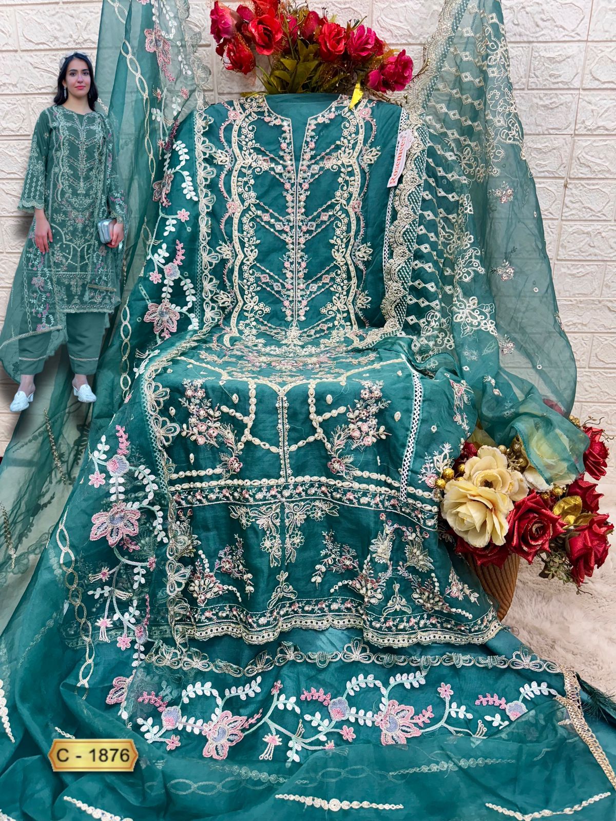 1876 Rosemeen Fepic Organza Pakistani Salwar Suits