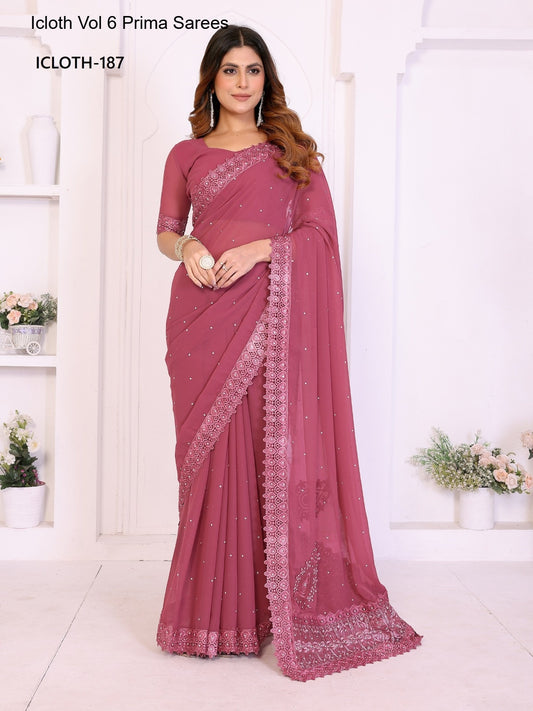 187 Icloth Vol 6 Prima Pure Georgette Sarees