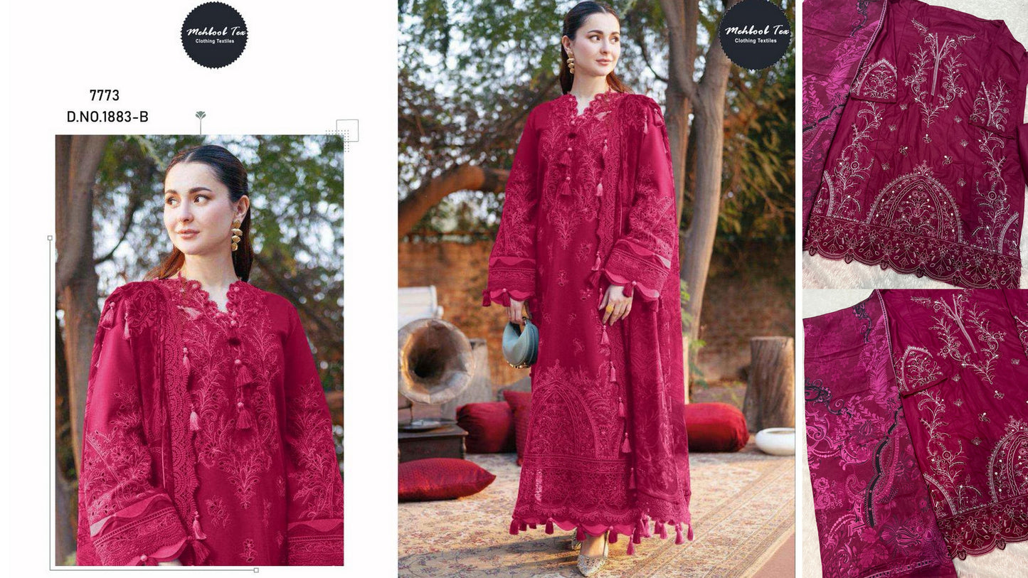 1883-B Mehboob Tex Cambric Cotton Pakistani Salwar Suits