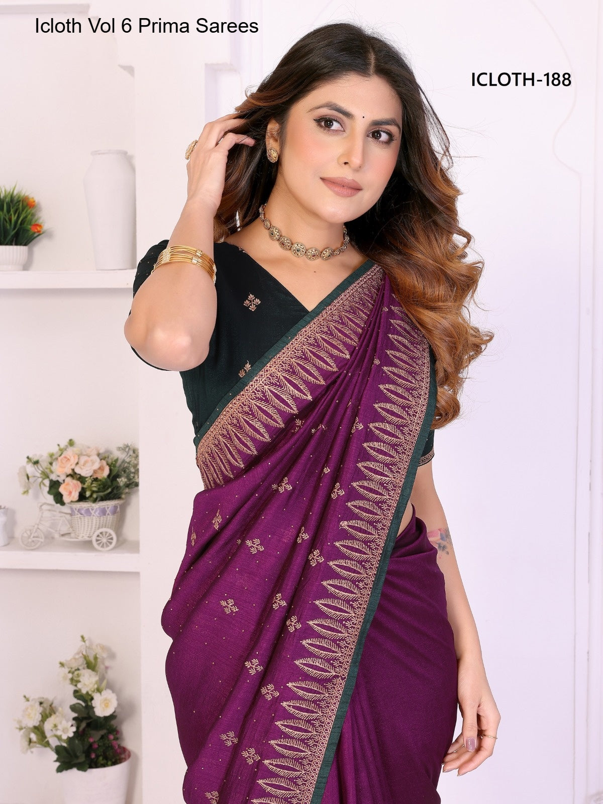 188 Icloth Vol 6 Prima Vichitra Silk Sarees