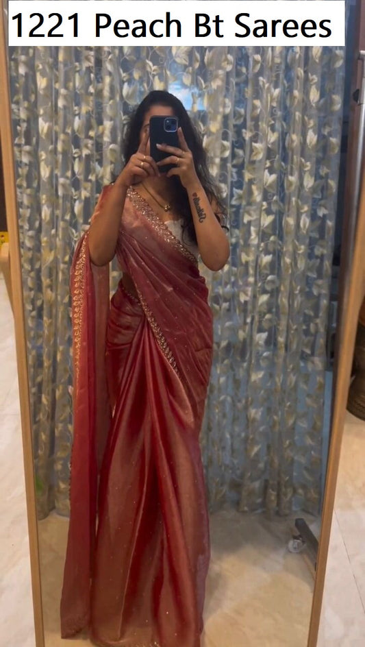1221 Peach Bt Sarees