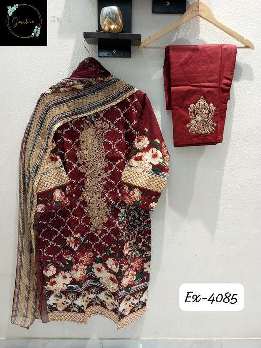 4085Red Sapphire Pakistani Readymade Suits