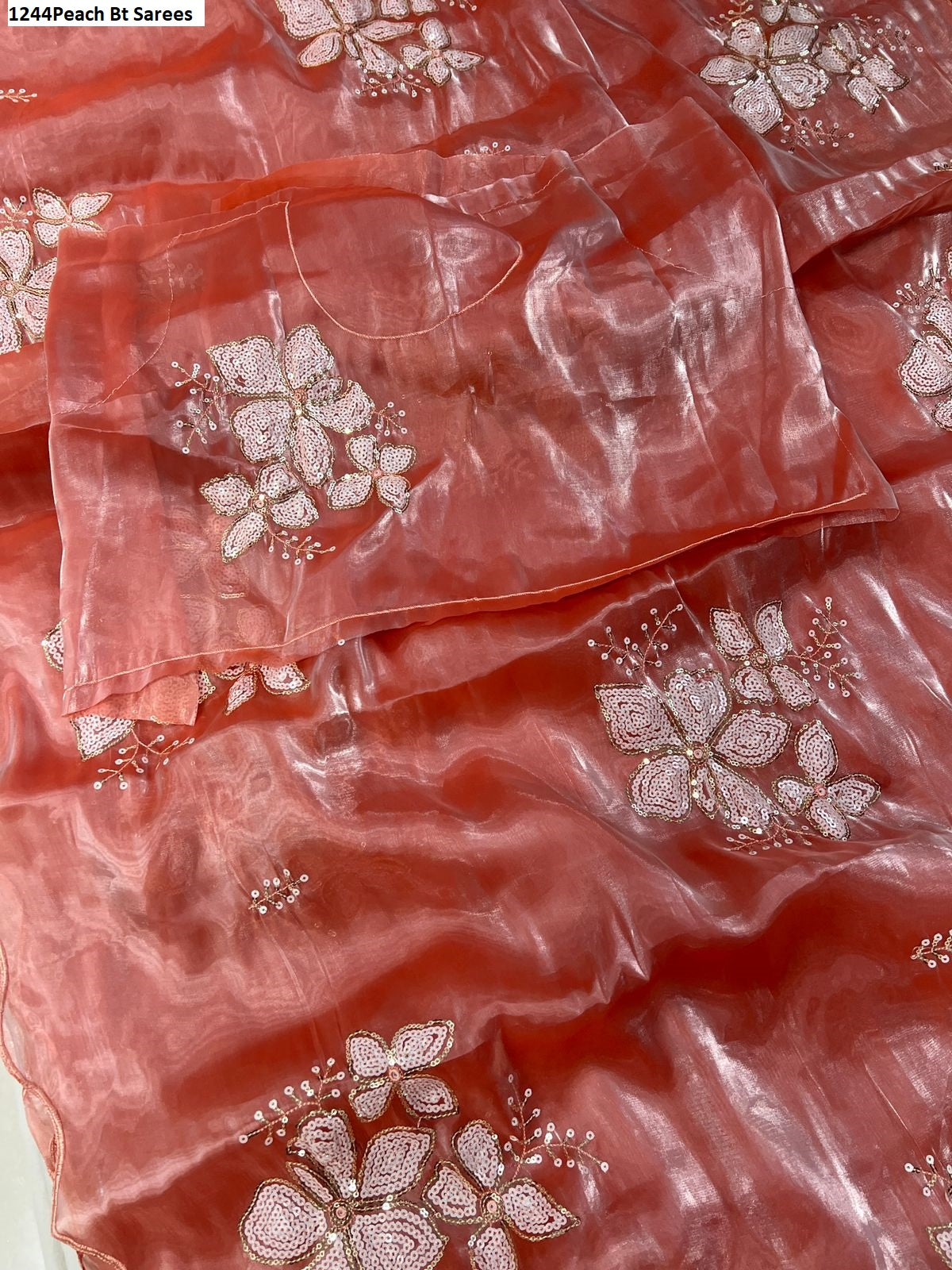 12244Peach Bt Sarees