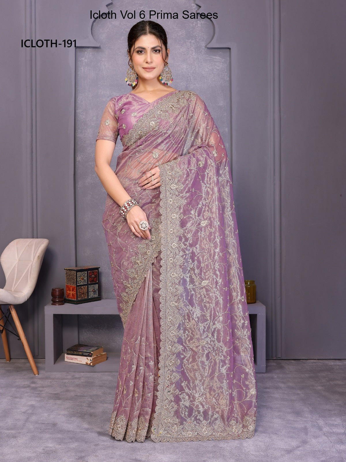 191 Icloth Vol 6 Prima Twill Net Sarees