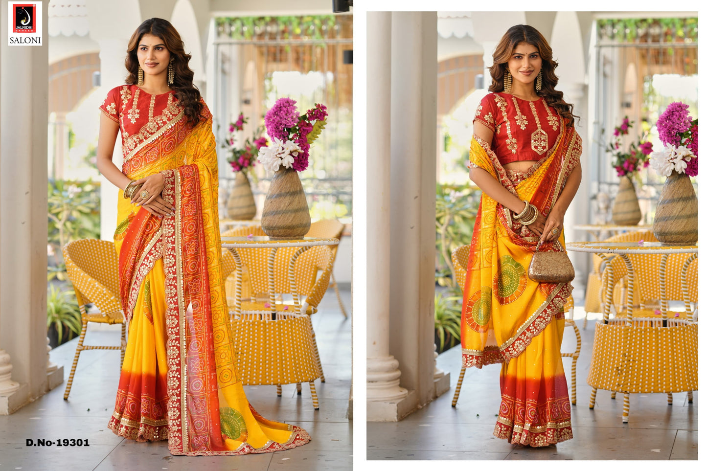 19301 Saloni Jalnidhi Moss Chiffon Sarees