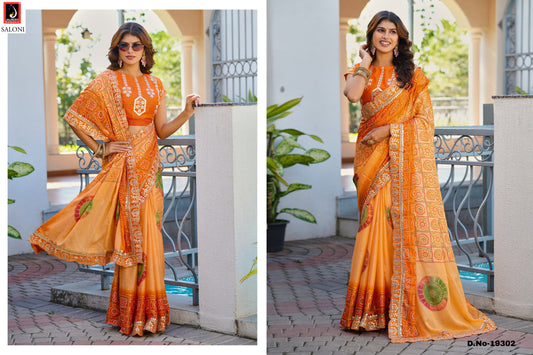 19302 Saloni Jalnidhi Moss Chiffon Sarees