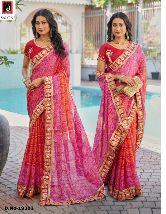19303 Saloni Jalnidhi Moss Chiffon Sarees