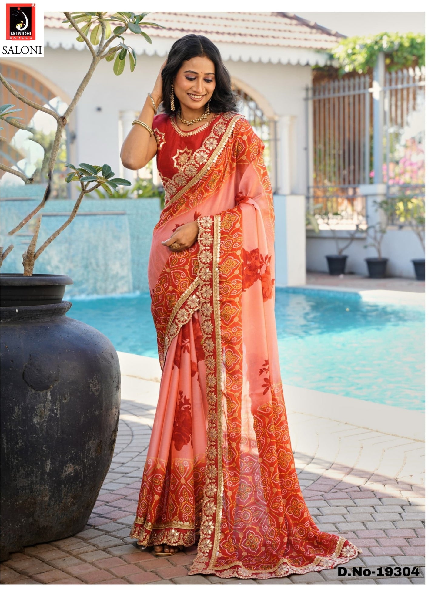 19304 Saloni Jalnidhi Moss Chiffon Sarees