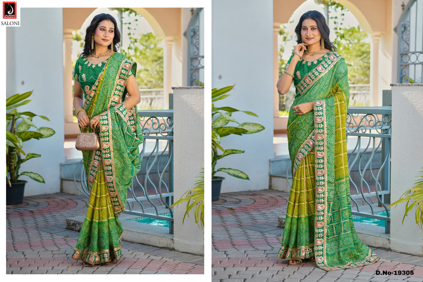 19305 Saloni Jalnidhi Moss Chiffon Sarees
