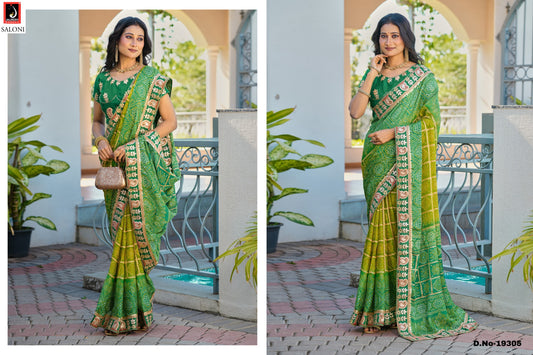 19305 Saloni Jalnidhi Moss Chiffon Sarees