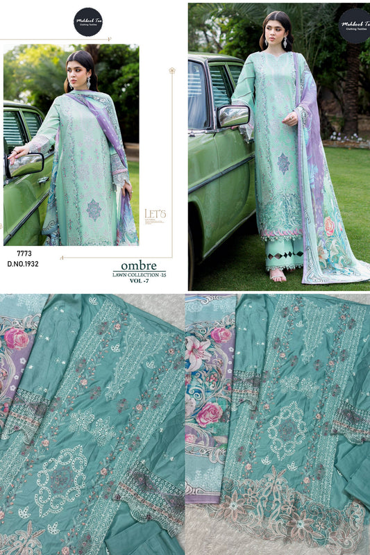 1932 Ombre Lawn Collection 25 Vol 7 Mehboob Tex Pure Cotton Pakistani Salwar Suits
