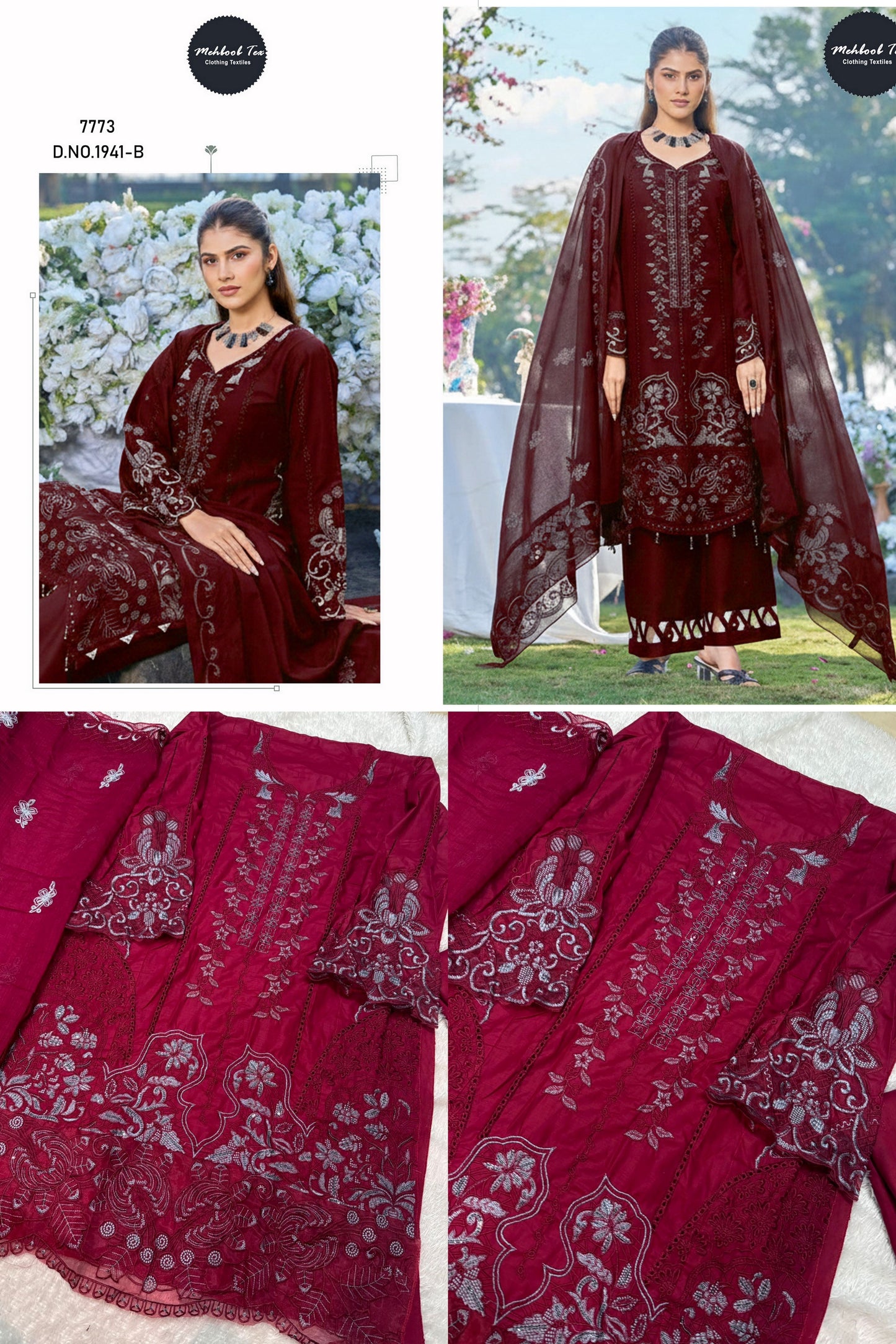 1941-B Mehboob Tex Pure Cotton Pakistani Salwar Suits