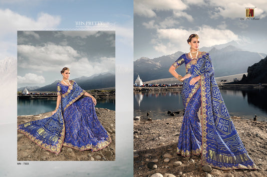 7303 Kacchi Bandhej Mn Sarees