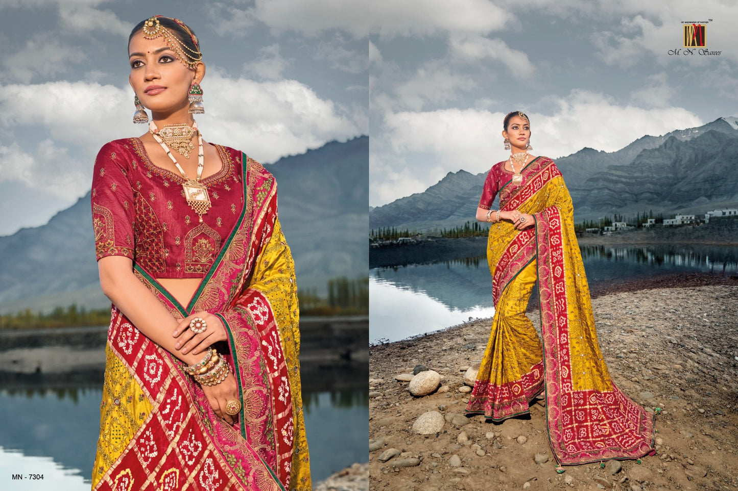 7304 Kacchi Bandhej Mn Sarees