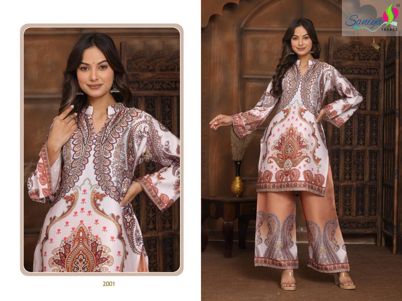 2001 Turkish Print Saniya Trendz Modal Satin Co Ord Set