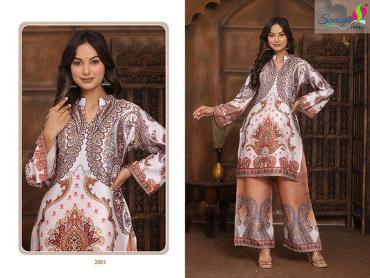 2001 Turkish Print Saniya Trendz Modal Satin Co Ord Set
