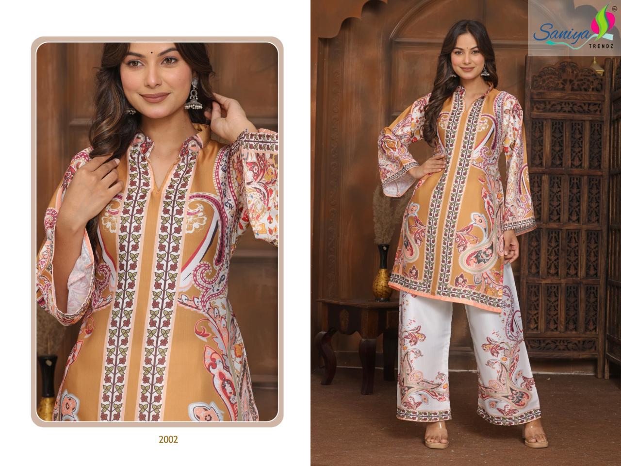 2002 Turkish Print Saniya Trendz Modal Satin Co Ord Set