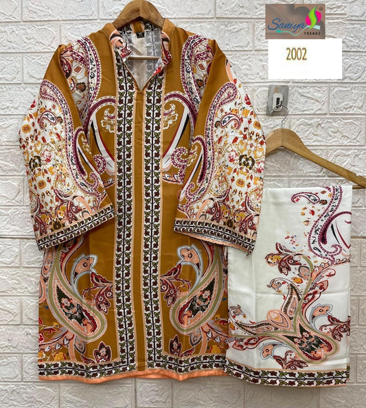 2002 Turkish Print Saniya Trendz Modal Satin Co Ord Set