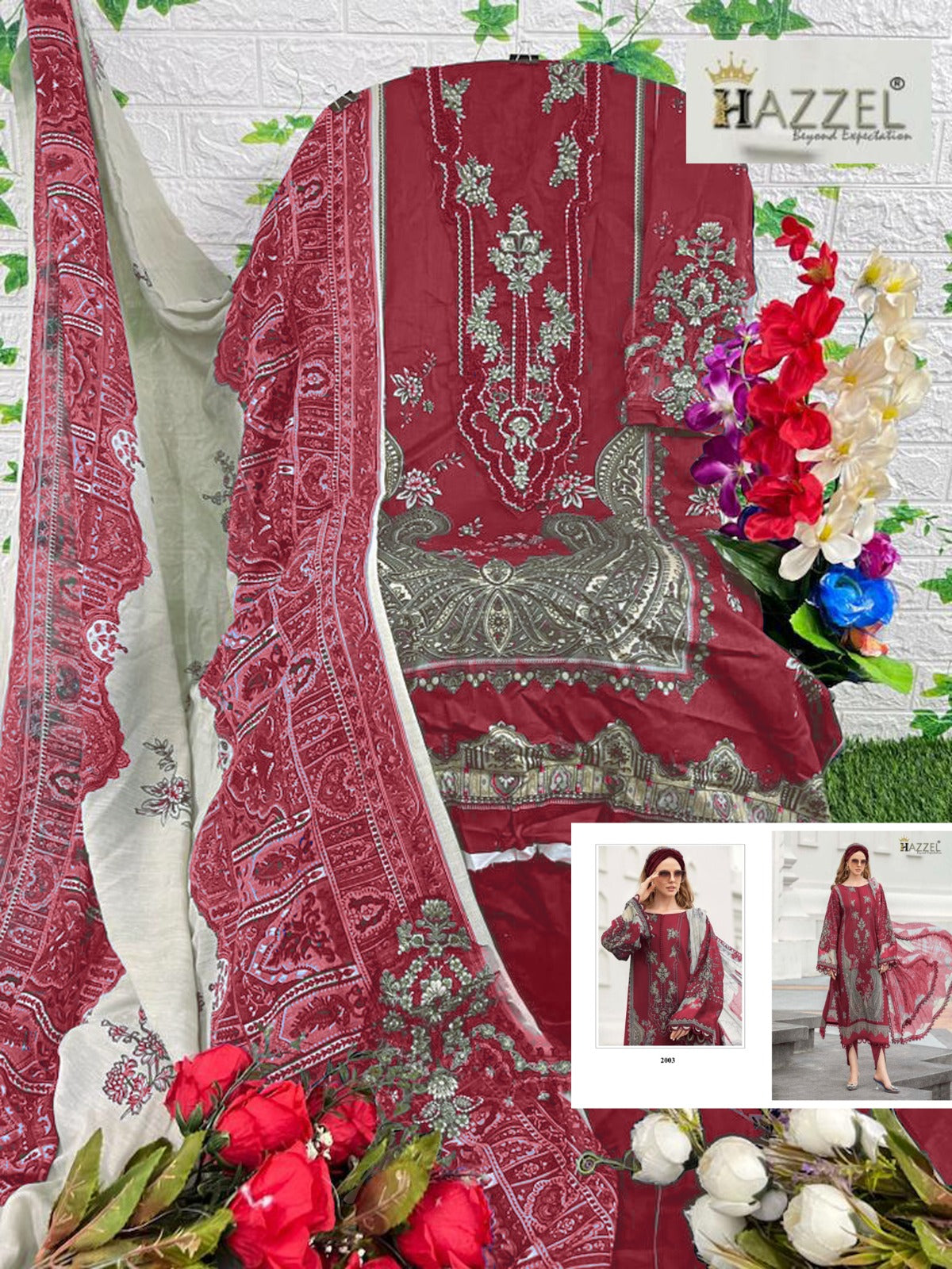 2003 Hazzel Embroidered Pakistani Patch Suits