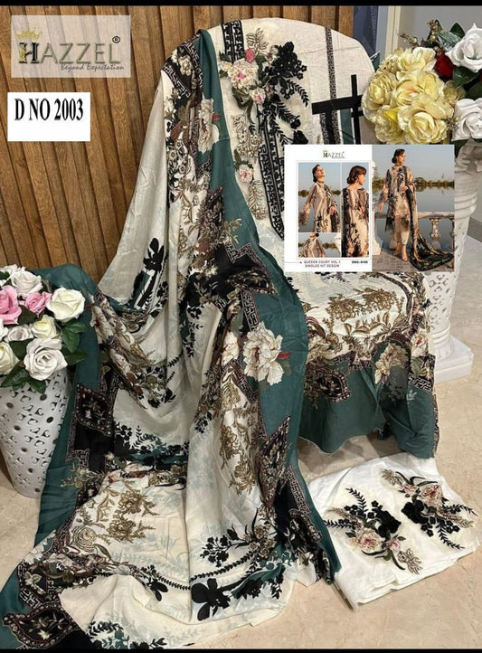 2003 Light Brown Hazzel Printed Pakistani Patch Suits