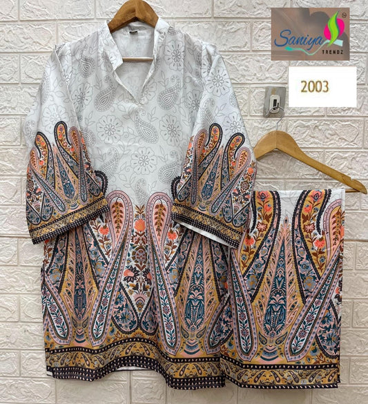 2003 Turkish Print Saniya Trendz Modal Satin Co Ord Set