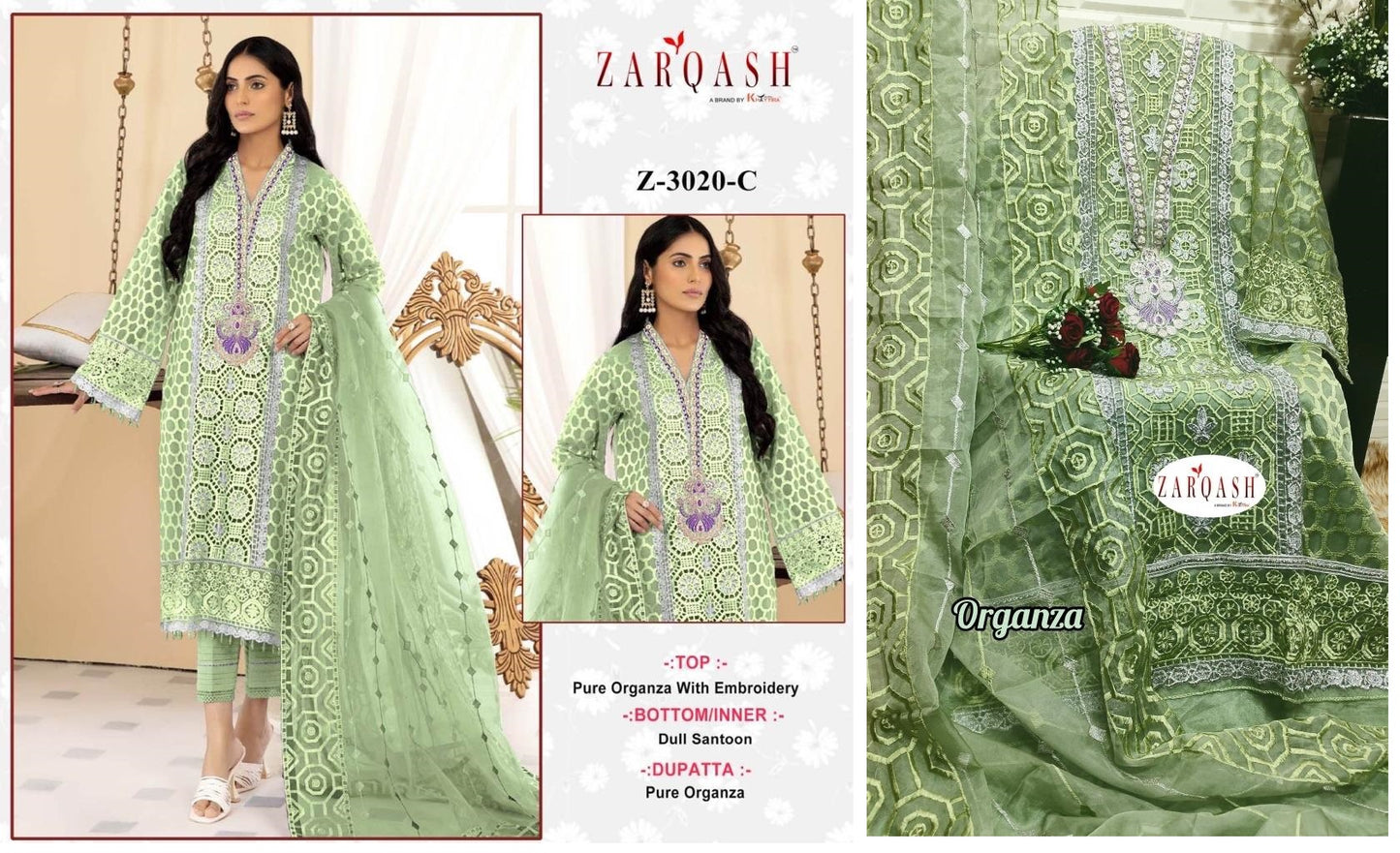 Z-3020C Zarqash Pakistani Salwar Suits