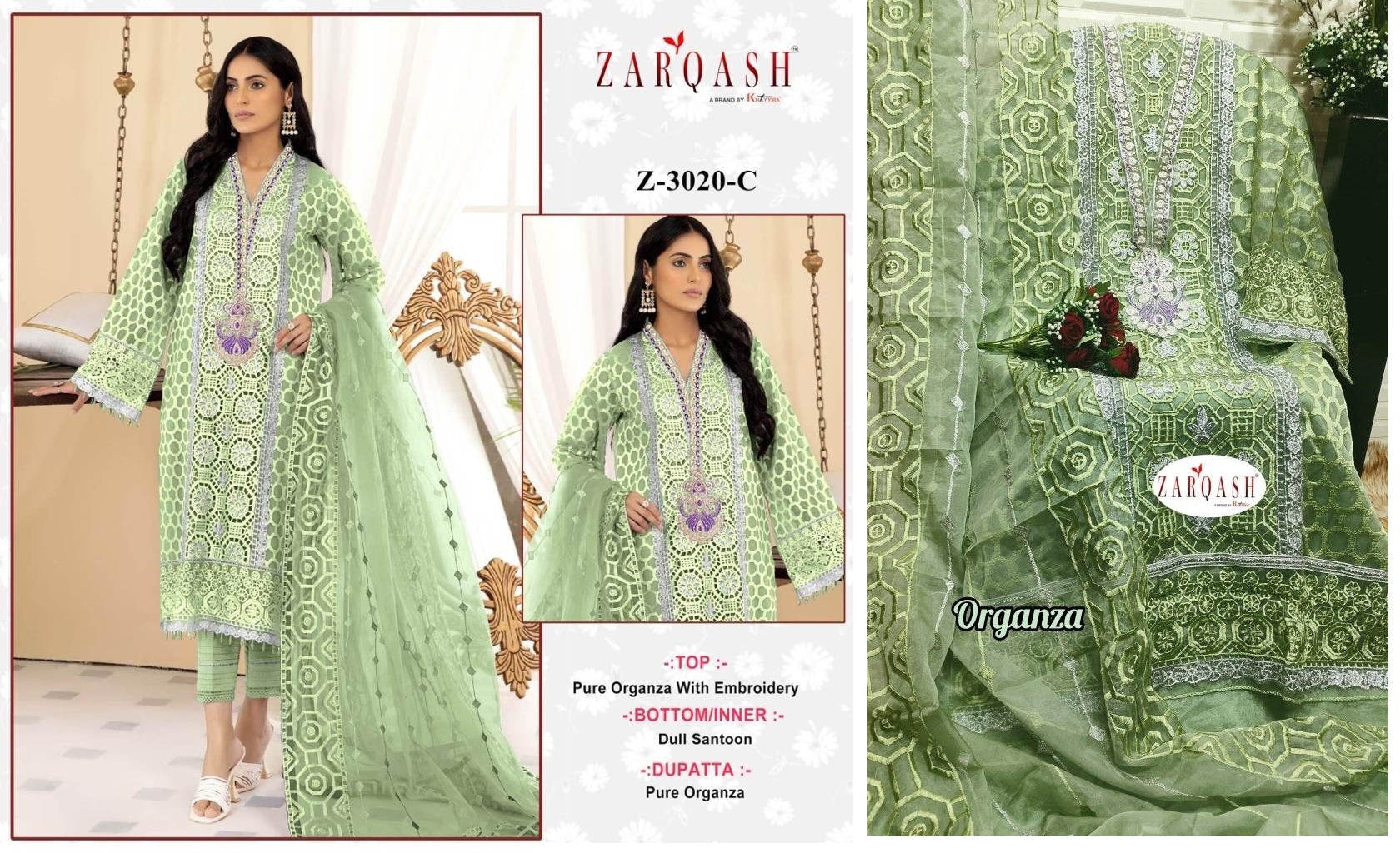 Z-3020C Zarqash Pakistani Salwar Suits