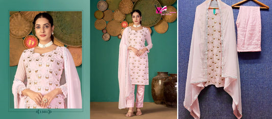 1501 Zeeya Ruhani Varni Fabrics Unstitched Suits