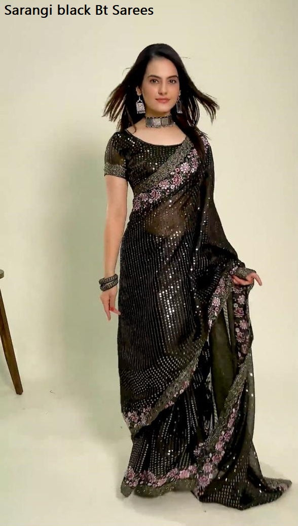 Sarangi Black Bt Sarees