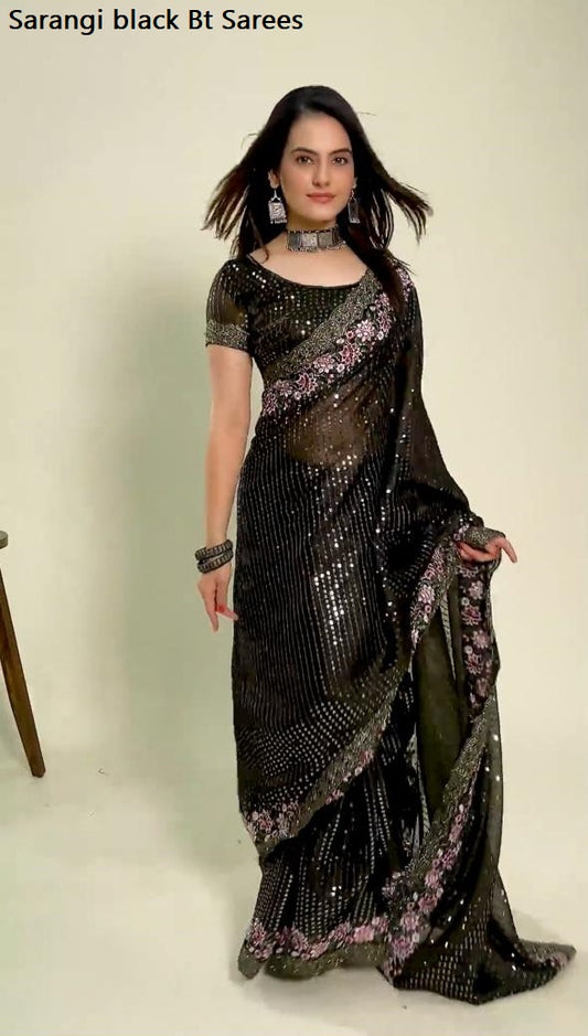 Sarangi Black Bt Sarees