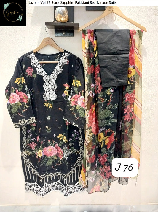 Jazmin Vol 76 Black Sapphire Pakistani Readymade Suits