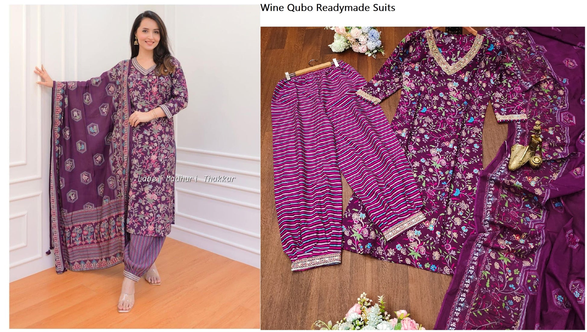 Wine Qubo Readymade Suits