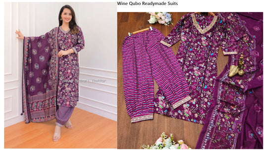 Wine Qubo Readymade Suits