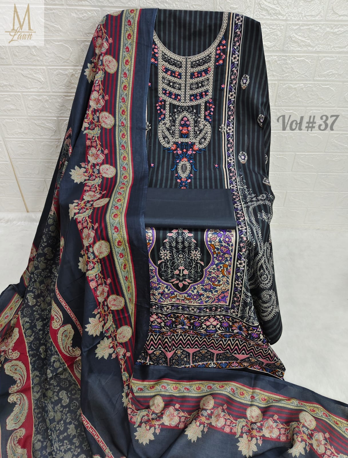 Vol 37 Black M Lawn Pakistani Salwar Suits