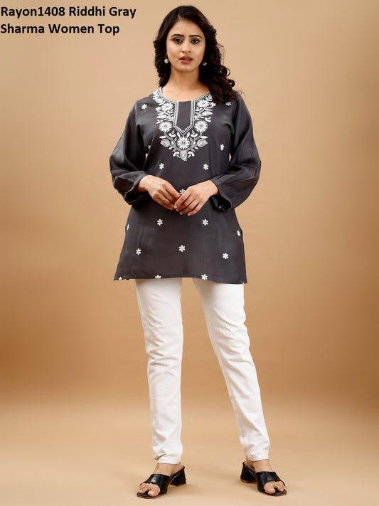 Rayon1408 Gray Riddhi Sharma Women Top