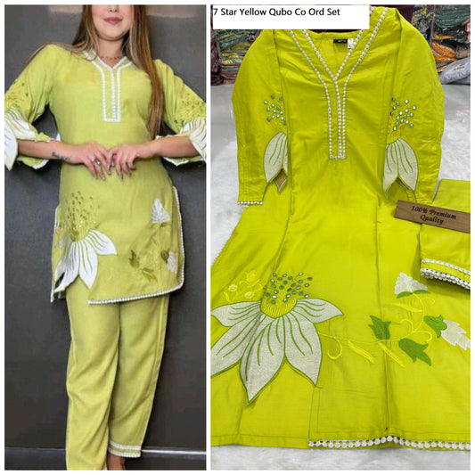 7 Star Yellow Qubo Co Ord Set