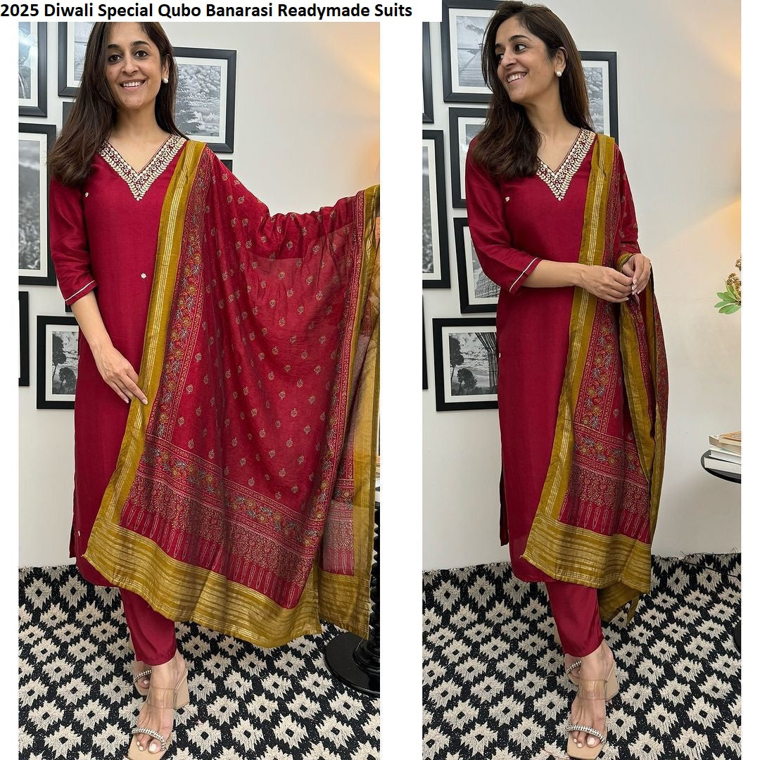 2025 Diwali Special Qubo Banarasi Readymade Suits