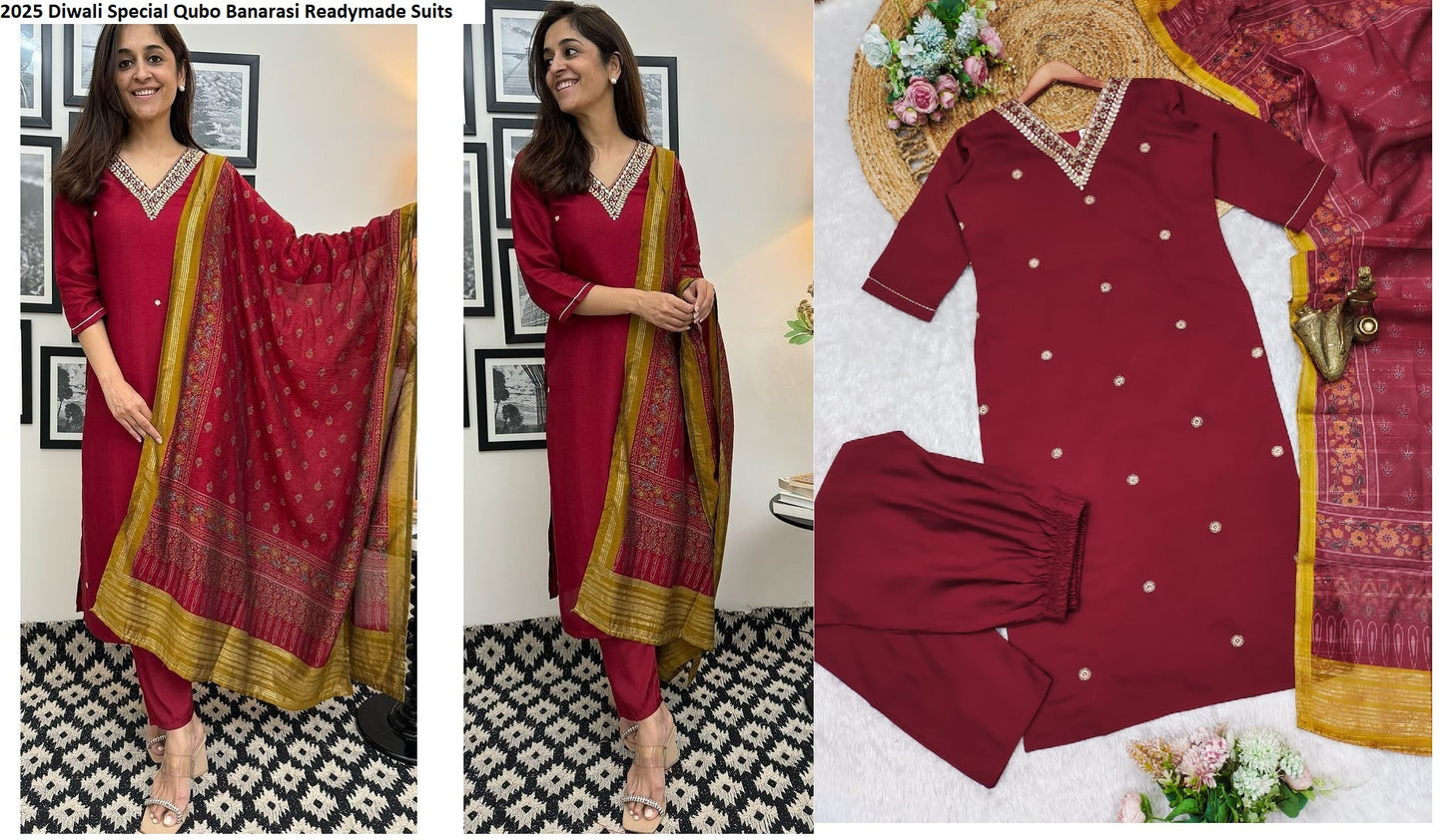 2025 Diwali Special Qubo Banarasi Readymade Suits