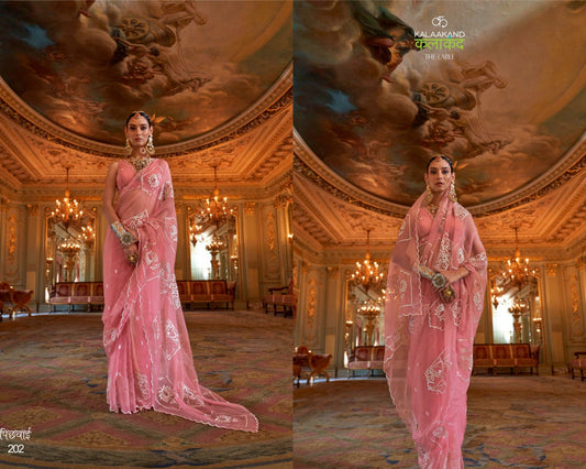 202 Pichhwai Kalakaand Ruby Chiffon Sarees