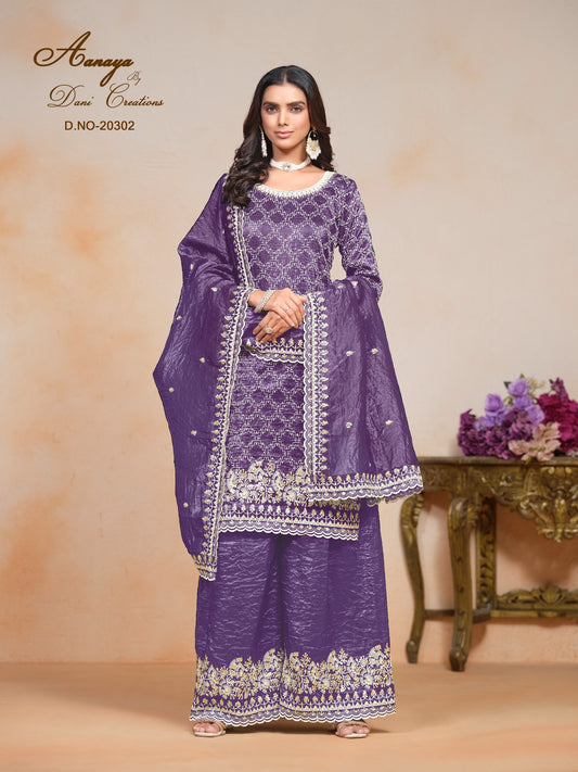 20302 Aanaya Vol 203 Dani Creation Gold Crush Unstitched Suits