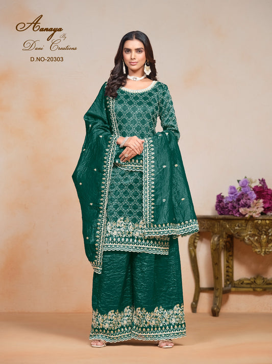 20303 Aanaya Vol 203 Dani Creation Gold Crush Unstitched Suits