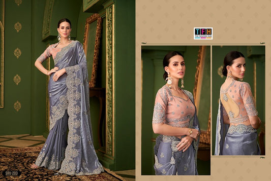 203 Sarvaratna Vol 2 Tfh Satin Georgette Silk Sarees