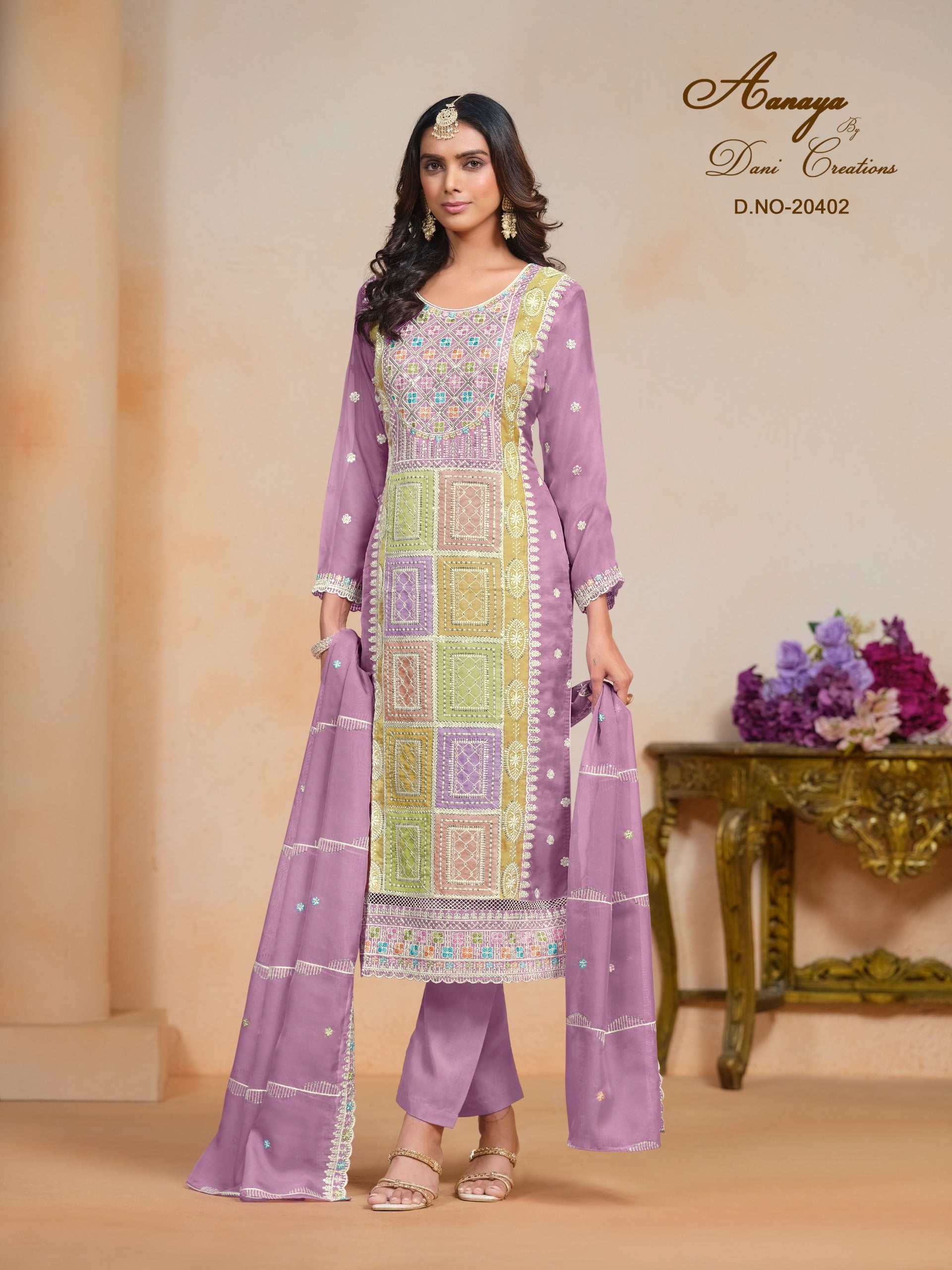 20402 Aanaya Vol 204 Dani Creation Organza Pakistani Salwar Suits