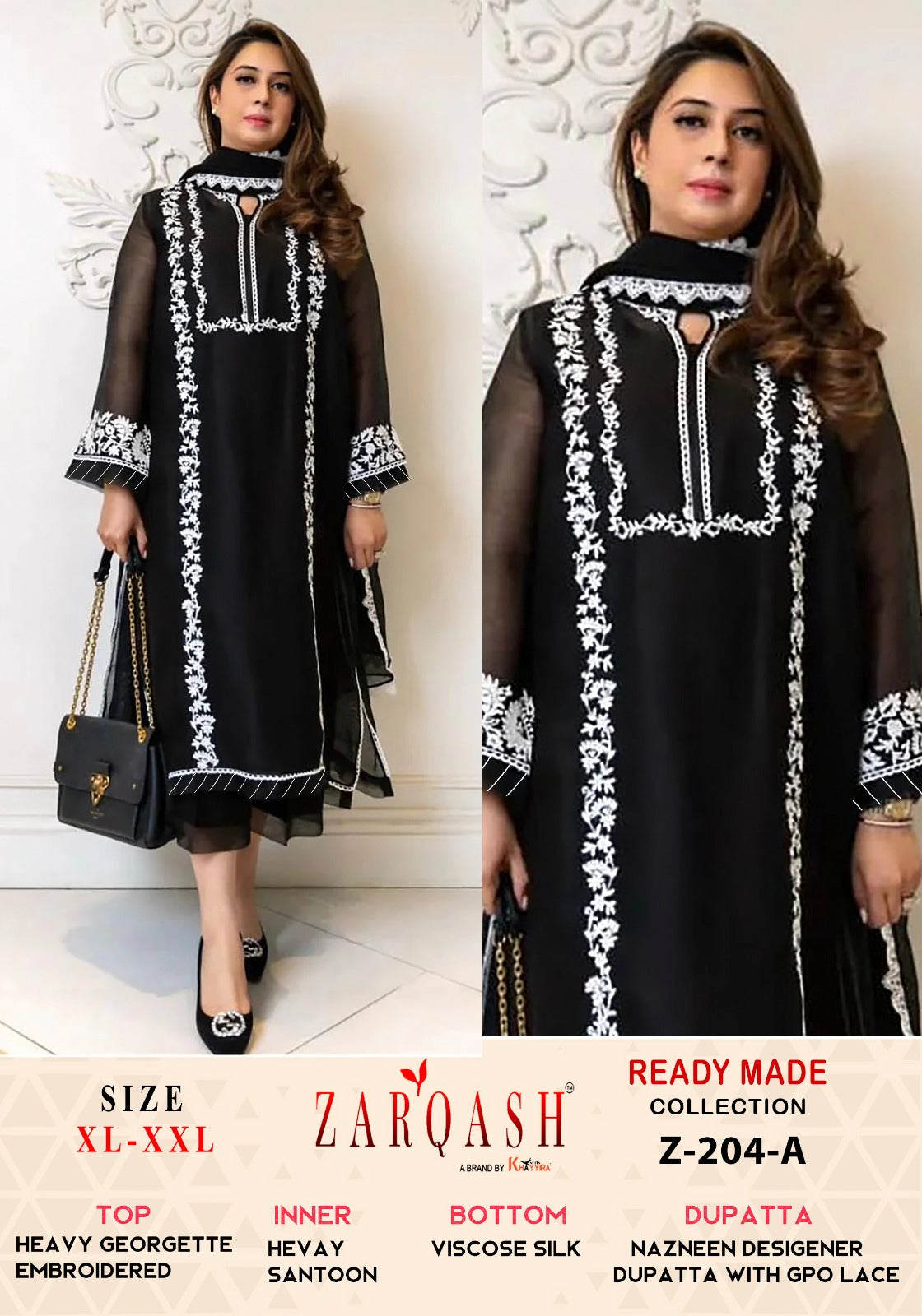 204A Zarqash Embroidered Pakistani Readymade Suits