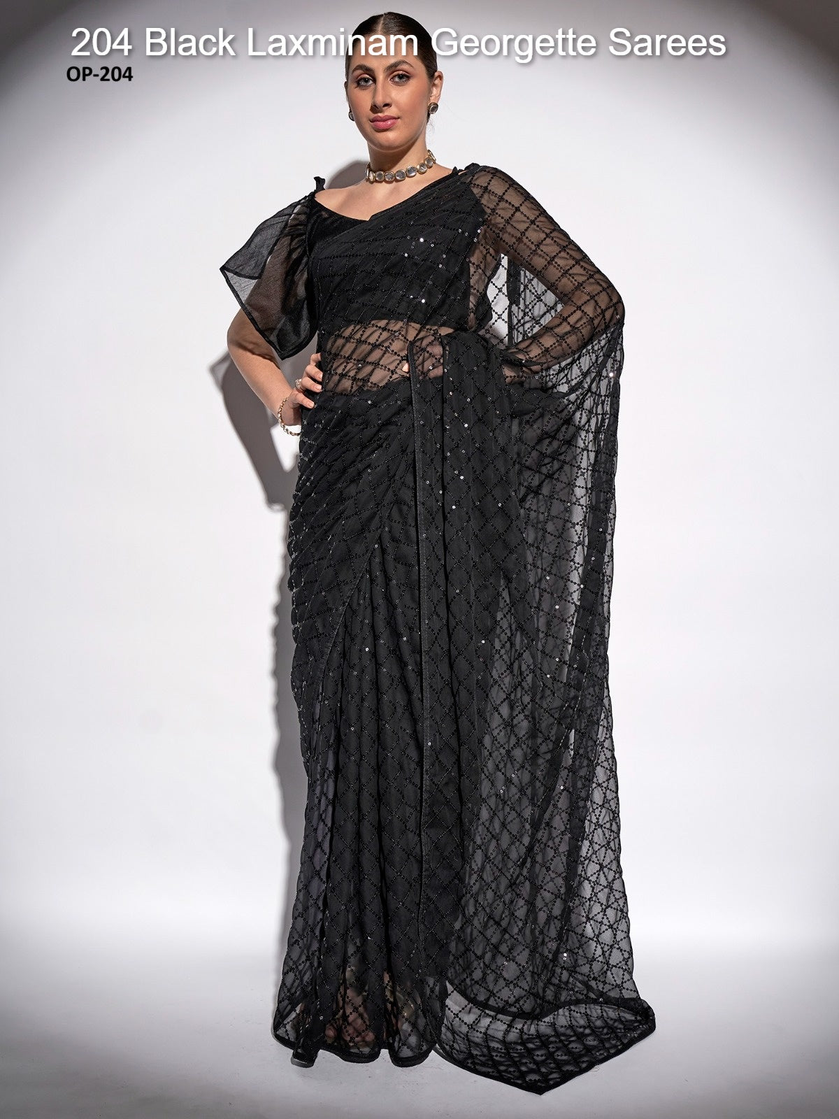 204 Black Laxminam Georgette Sarees