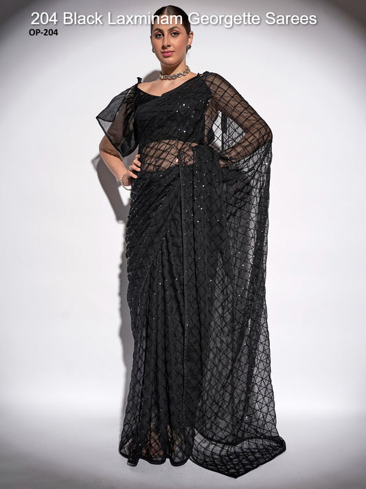 204 Black Laxminam Georgette Sarees
