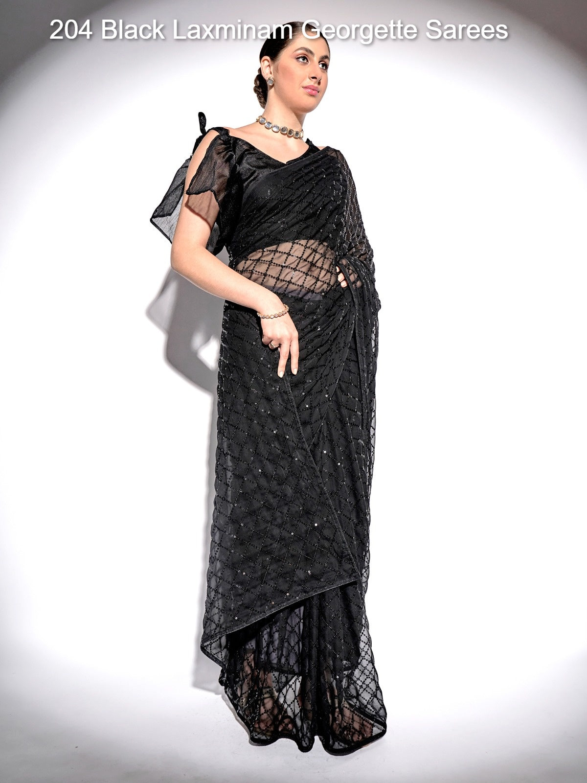 204 Black Laxminam Georgette Sarees