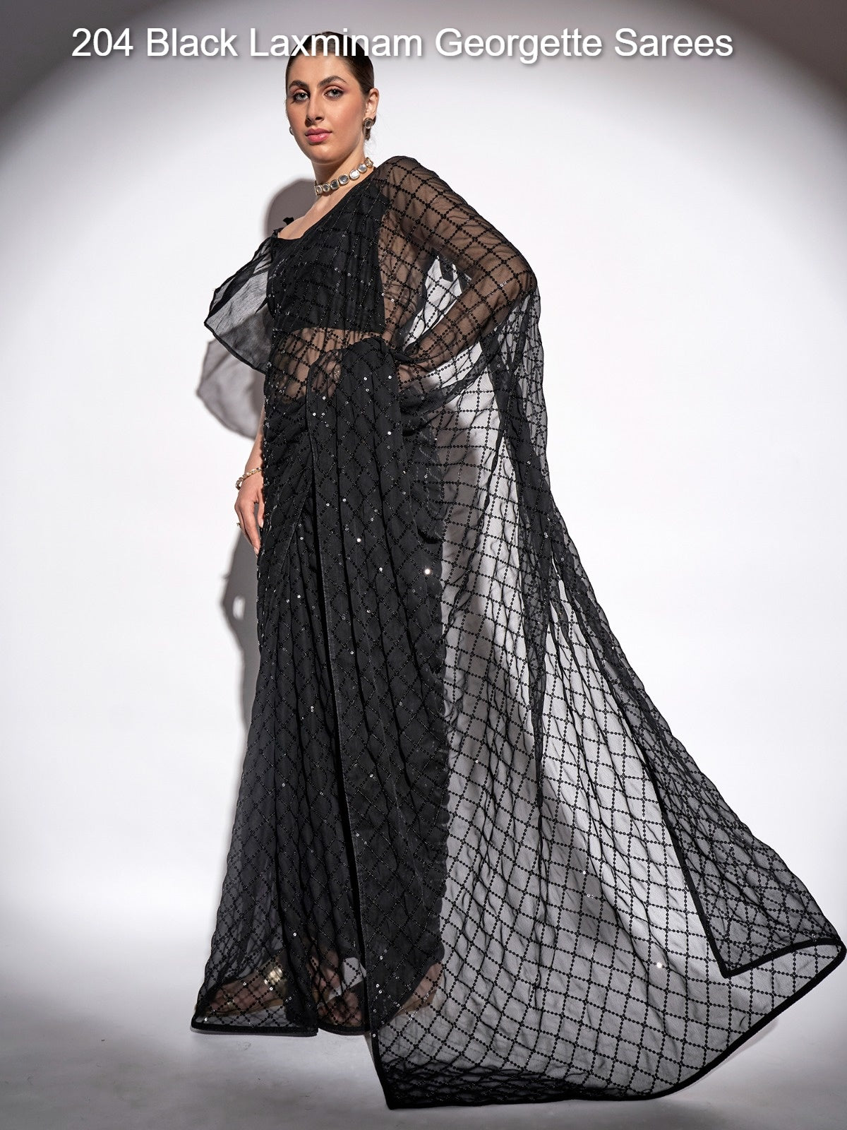 204 Black Laxminam Georgette Sarees